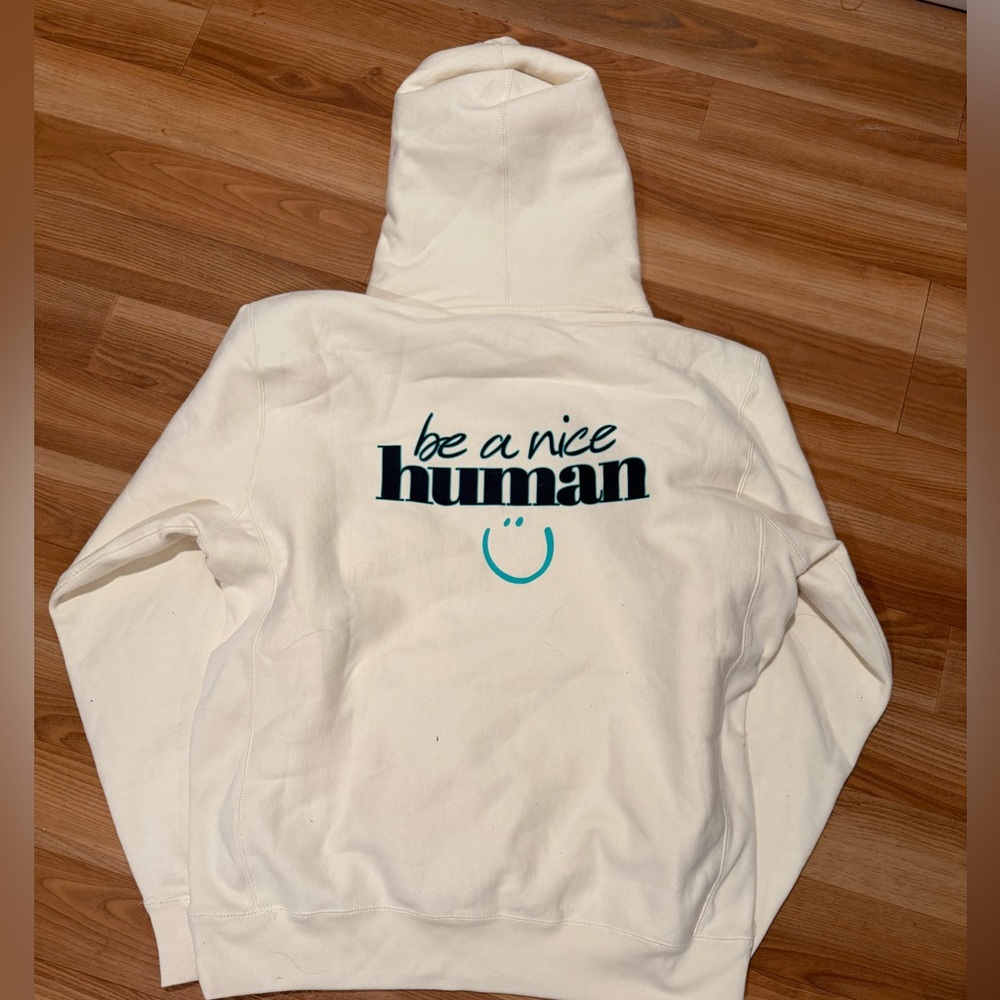 White 'Be a Nice Human' Hoodie